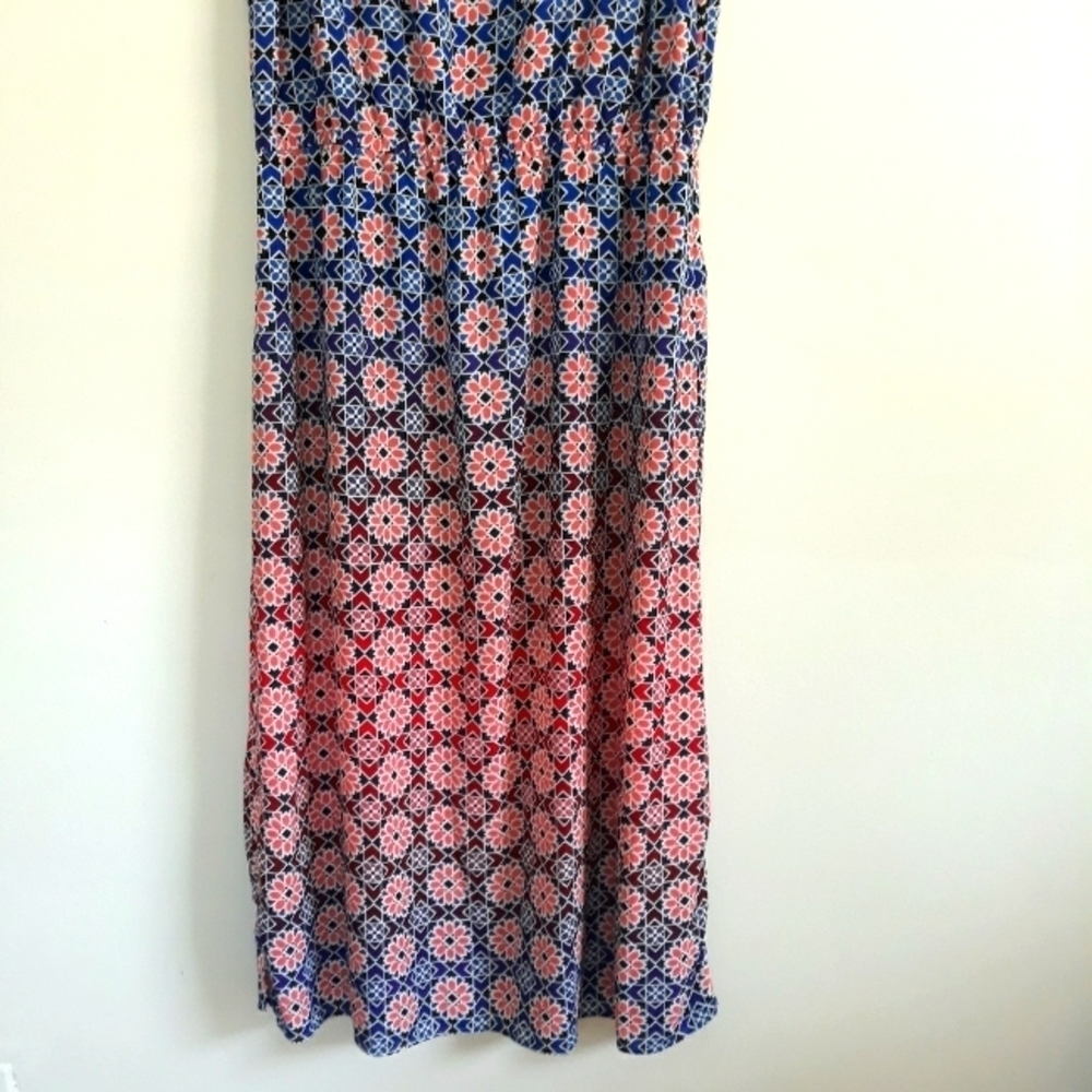 Vince Camuto Maxi Dress Sleeveles Elasticized Waist lined Floral Multico… - Picture 5 of 13